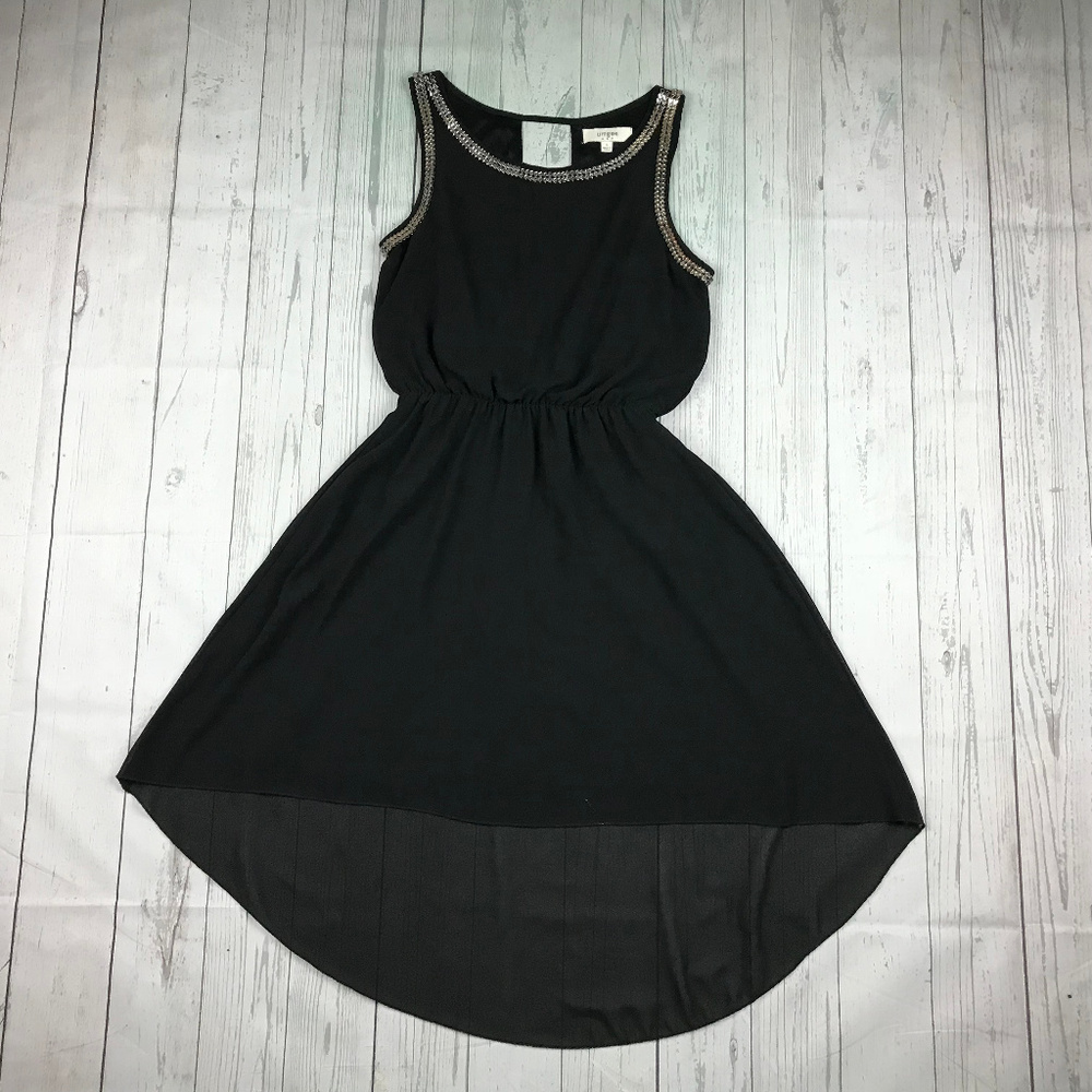 Umgee womens S black embellished sleeveless high low blouson dress